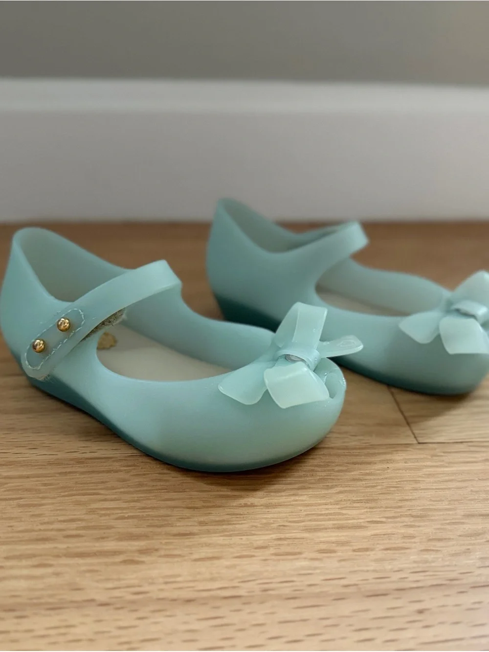 Mini Melissa Bow Light Blue Mary Jane Shoes – Toddler Size 6